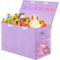 Large Toy Storage Box with Lid, Dividers, Collapsible Kids Toy Chest Purple | Toy Box for Boys, Girls, Nursery, Bedroom, Living Room, Playroom, 25 x 13 x 16 inches - color: Large Purple