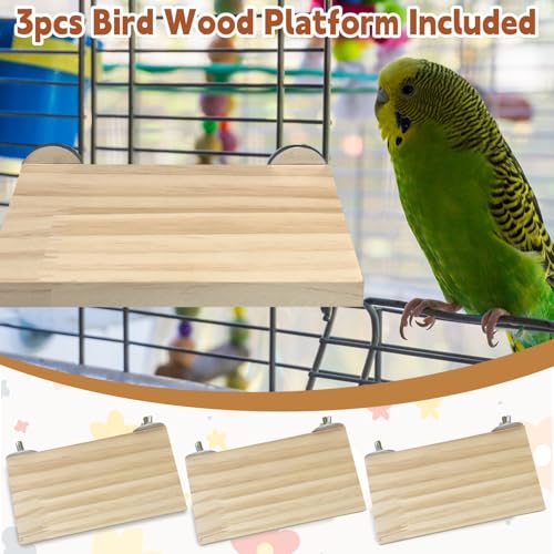 kathson Bird Wood Platform Parrot Perch Stand Parakeet Playground Cage Corner Shelf for Conures Budgies Parakeets Cockatiels Lovebirds 3Pcs - size: 6.3x2.5in,3PCS