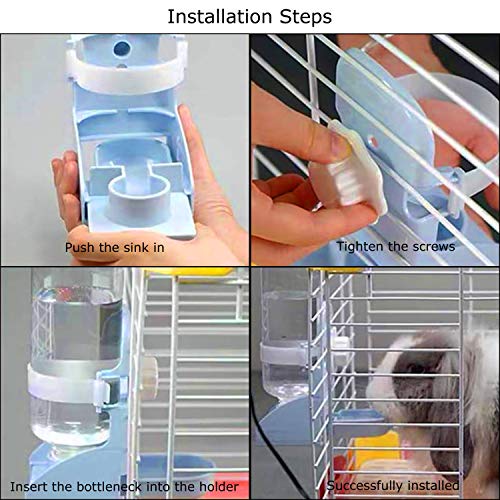Rabbit Water Bottle,17oz Automatic Rabbit Water Bowl Dispenser Hanging Small Animal Water Bowl No Leak Water Feeder for Bunny Chinchilla Guinea Pig Hedgehog Hamster Ferret