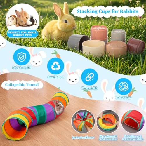 34 Pcs Rabbit Starter Kit Rabbit Litter Box Small Animal Water Bottle Cups Bunny Tunnels Animal Grooming Kit Bowl Blanket with Cleaning Set for Guinea Pig Bunny(Style 3,Light Blue) - color: Light Blue, style: Style 3