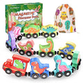 Zeoddler Toys for Toddlers, 11 Magnetic Wooden Dinosaur Train Set, Montessori Toys for Toddlers, Preschool Educational Material for Kids, Birthday Gifts for Boys, Girls - style: Dinosaur