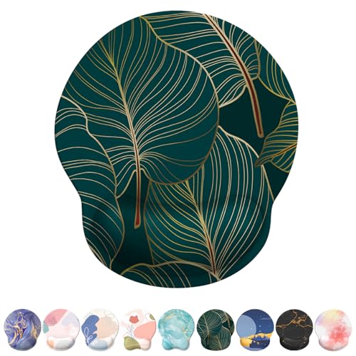 Mouse Pad with Wrist Rest, Comfortable Computer Mousepad with Gel Wrist Support Smooth Surface and Non-Slip PU Base for Pain Relief, Laptop, Office & Home (Tropical Plants) - color: 03Tropical Plants
