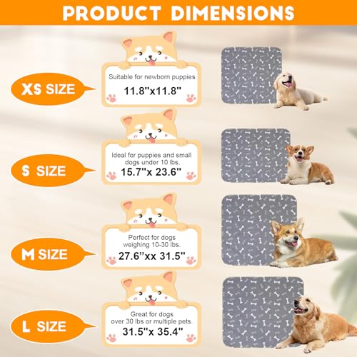 Puppy Pee Pads with Pheromones, Washable Puppy Training Pads for Dogs Reusable Puppy Potty Pads for Dogs and Cats(with Pet Hair Removal Gloves) - color: Gray, size: Small