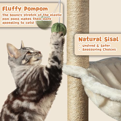Fantasreen Cat Tree 28'' with Hammock & Interactive Toy for Indoor Cats - color: White-1 Bed