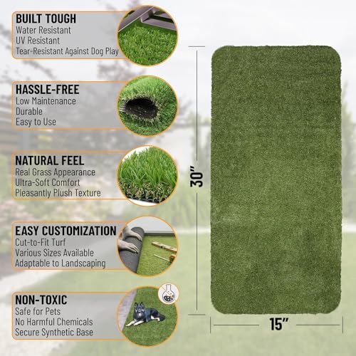 Ottomanson Artificial Grass Puppy Potty Training Pad, 15" x 30" Reusable Pee Pad for Small Pets and Dogs - color: A Grass, size: Pet - 15" x 30"