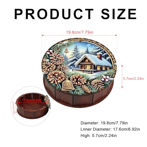 JISHSHAY Christmas Diamond Art Storage Box Christmas Tree Diamond Painting Wooden Snack Box Xmas Gem Painting Candy Box Gem Art Organizer Case Mosaic Kits for Adults Storage Containers with Lid - color: Christmas House