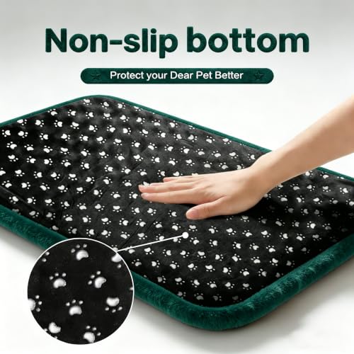 Dog Bed Mat, Reversible Crate Pad & Cute Dog Bed - Machine Washable Kennel Mat with Ultra Soft (Big&Small Stars Green, 18" L x 14" W x 1.5" Th) - color: Big&Small Stars Green, size: 18"L x 14"W x 1.5"Th