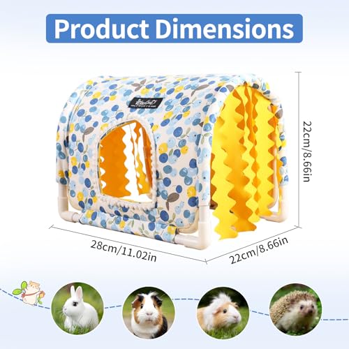 Guinea Pig Hideout No Bottom Guinea Pig Bed Easy to Clean Rabbit Hideout Bunny Beds - Small Animal Indoor Habitat for Chinchilla Ferret Hedgehog Flower-Branch Mouse (Blue Flower) - color: Blue Flower