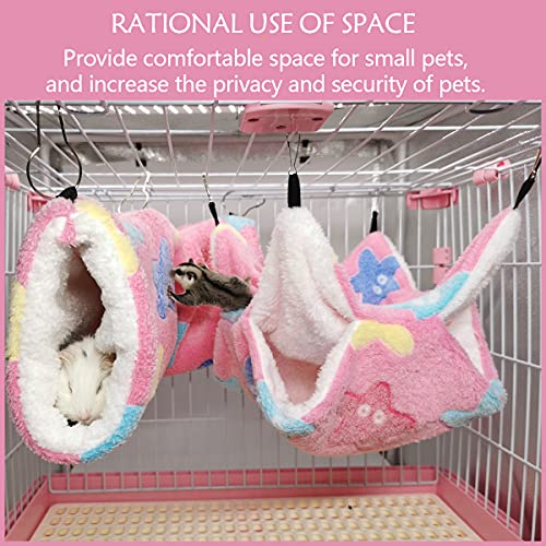 LEFTSTARER Guinea Pig Ferret Rat Hammock Toy Small Animal Cage Accessories Hideout Tunnel & Bunkbed Hammock for Rat Ferret Guinea Pig Hamster Sugar Glider Chinchilla - color: 3.Star-Pink