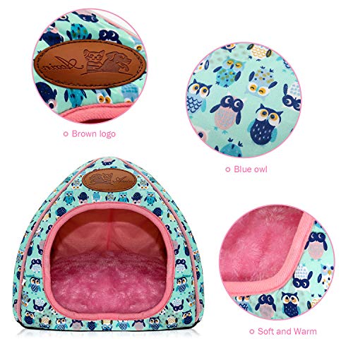 Guinea Pig Bed Hideout, Washable Hamster Cave for Small Animals | Removable Cushion for Cleaning, Warm Fleece Nest, Washable Bed, 10.23 x 10.23 x 11 in, Dwarf Rabbits Hedgehogs - color: Navy Blue