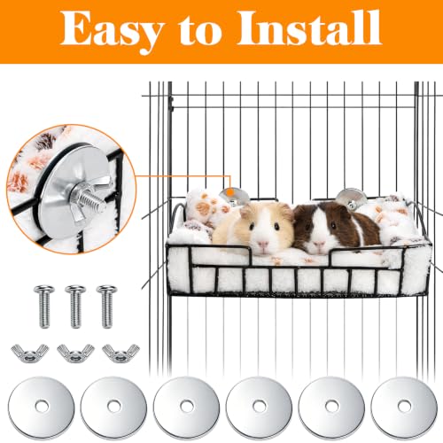 Hacaroa Rat Cage Platform with Mat, Hanging Guinea Pig Bed Basket Metal Squirrel Cage Ledge Bird Perch, Chinchilla Cage Accessories Small Animal Habitat for Hamster, Ferret, Gerbil, Easy to Clean