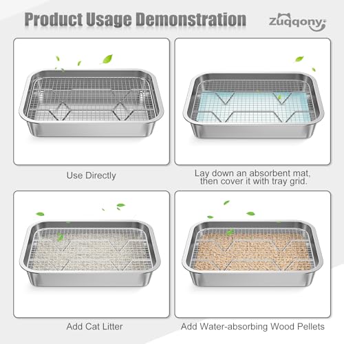 Stainless Steel Exotic Pets Potty Mesh With Tray Type Excrement Collector Metal Mesh Tray Type Small Animal Toilet Trainer Suitable for Rabbits Guinea Pigs Squirrels Ferrets Hedgehogs Hamsters