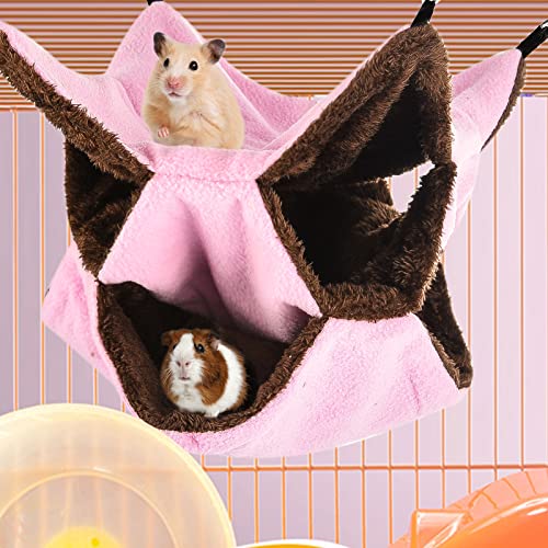 3 Tier Ferret Rat Hammock,Guinea Pig Cage Accessories,11.8x11.8 Inches,Pet Cage Hanging Bunkbed Hammock for Small Animals,Guinea Pig,Ferret,Kitten,Squirrel,Chinchilla,Rat,Parrot - color: pink