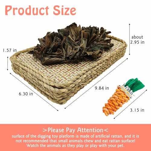 Hamiledyi Pet Fun Bunny Chew Toy Rattan Grass Scratcher Rabbit Enrichment Climbing Play Carrot Digging Toys for Bunnies Rabbits Guinea Pigs Parrots Ferret Hedgehog Squirrel and Other Rodents