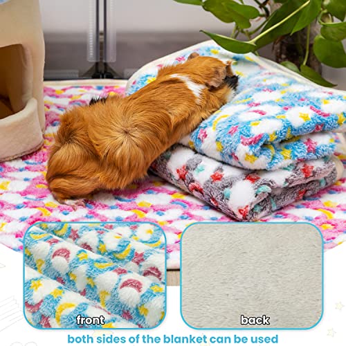 3PC Rabbit Bedding Mat Washable Soft Cage Liner Sleep Pad Fleece Blankets for Small Animals Guinea Pig Rat Ferret Chinchilla Hedgehog Hamster (S) - size: S