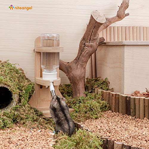Niteangel Hamster Water Bottle with Stand: 4oz/120ml Capacity & Leak-Proof | Adjustable Height - Far Away Cage Mess & Wet Bedding Water Dispenser for Syrian Dwarf Hamster Gerbils Mice Rat Or Small Pets - color: White
