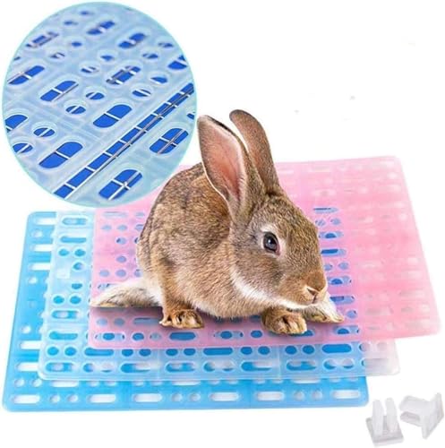 Hamiledyi Rabbit Feet Pad Hole Leak Water Design for Plastic Bunny Cage Mat Foot Resting Pads (1 Pink +1 White +1 Blue) - color: 1 pink +1 white +1 blue