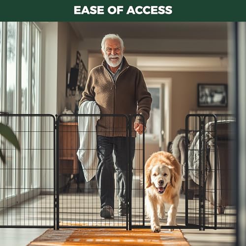 FXW Homeplus Indoor Dog Playpen, 45" H, 8 Panels, for Large Dogs | Stress-free play, Heavy-duty, Semi-open design, Easy setup, Threshold-free gate, Expandable, Patented - color: Black, size: 45"H