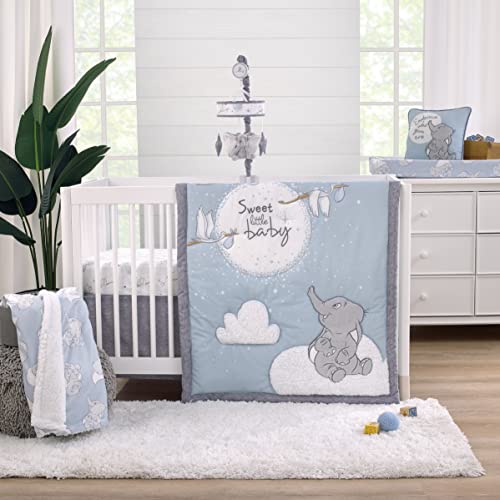 Disney Dumbo Sweet Little Baby Light Blue and White Storks "Bundle of Joy" 100% Cotton Photo Op Nursery Fitted Crib Sheet - color: Dumbo Sweet Little Baby