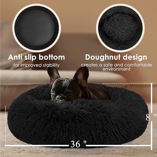 Extra Large Dog Beds, 36 Inch Human Dog Anxiety Relief Comfort Bed, Indestructible & Chew Proof Pet Beds (Black) - color: Black, size: 36.0"L x 36.0"W x 8.0"Th