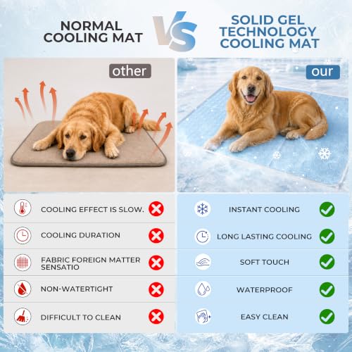 Cooling Mat for Dogs, Gel Dog Instant Cooling Mat Pet Pad for Cats | Dog Cooling Mat, 3.0 Gel Instant Self-Cool Pad for Pet Waterproof Large Dog Mat for Beds,Kennels,Crates - size: 40" x 27.6"