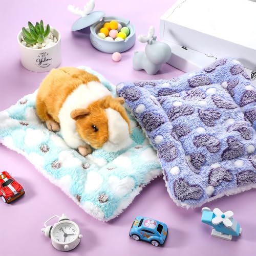 Jetec 3 Pcs Guinea Pig Beds, Fleece Small Animal Mats, Heart, Purple | 10 x 11 in Soft Double Sided Fleece Pad for Rabbit, Hamster, Chinchilla, Rat, Warm Hideout, Cozy Small Animal Cage Bed - color: Purple, size: Fleece, style: Heart