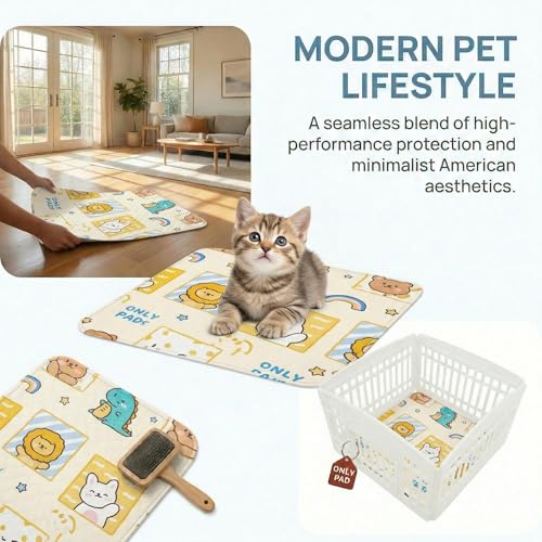 PJYuCien 36"x36" Reusable Playpen Training Pad for Puppies, Yellow | Ideal for Small Animals, Dog Crate Pad, Travel Mat, Sofa Protector, Non-slip Dotted Bottom, Machine Washable - color: Yellow Animal, size: 36"x36" (1 Pack)