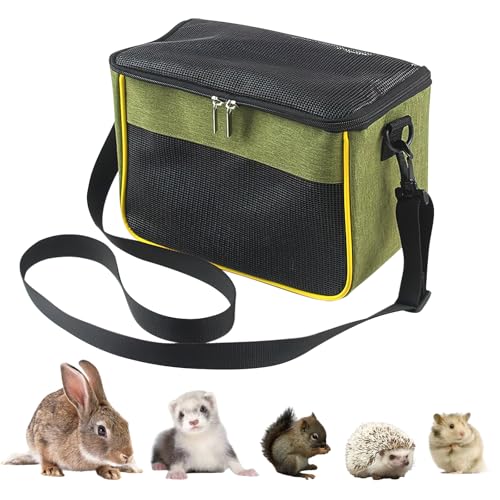 haozaikeji Guinea Pig Carrier Bag Portable Rabbit Travel Bag Breathable Small Animal Outgoing Pouch Hamster Carrier with Pad - color: Green