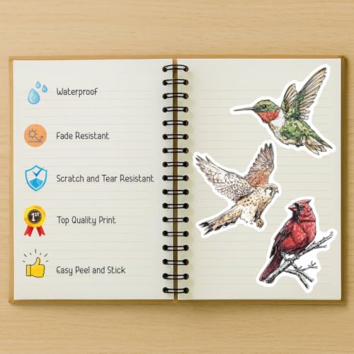100 PCS Bird Stickers Pack – Waterproof Bird Decals for Water Bottles, Laptops, Phones, Notebook, Cars – Cool Vibrant Graphics for Bird Enthusiast - color: Bird