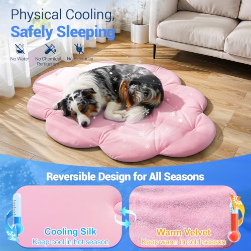 Q-Max>0.5 Dog Cooling Mat (Cool&Warm), 53''×40'', XL, Cloud Pink | Double-Sided Self-Cooling Mat for Dog, Pet Cool Pads for Summer, Crate, Kennel, Machine Washable, Cat Cool Bed, Non-Gel - color: Cloud-Pink, size: XL