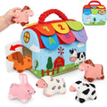 Baby Toy Barn with Plush Stuffed Farm Animals Baby Sensory Toy Tummy Time Learning Toy Soft Soothing Toys for Babies 0-36 Months Baby Shower 1st Birthday Gifts - color: Mix
