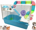 Extra Large Multi-Floors Expandable and Customizable Hamster Mansion Mouse Habitat Gerbil Home Rat House Small Animal Critter Home Cage with Hide House Excerise Running Wheel Food Bowl - color: Blue, size: 23"L x 14"W x 18"H