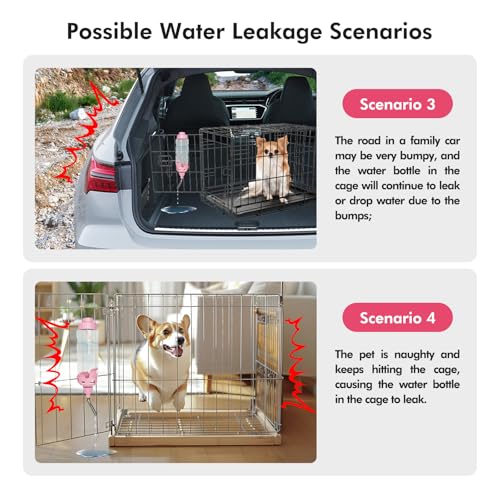 Vannon Dog Crate Water Bottle, 34oz Top-Fill Pet Water Dispenser, Pink | kennel water bottle helps keep pets hydrated longer with fewer refills and easy daily care. - color: Pink, size: 34oz