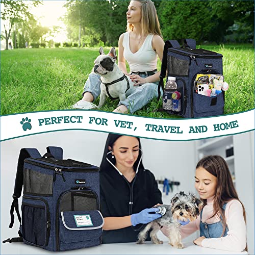 PetAmi Dog Backpack Carrier, Airline Approved 4-Way Entry Cat Backpack Carrier, Ventilated Mesh, Collapsible Pet Carrier for Small Puppy, Kitten, Hiking, Travel Car, Vet, up to 18 lbs, Navy Blue - color: Navy