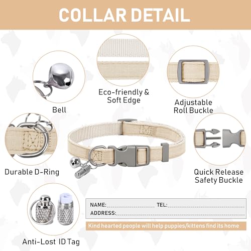 GAMUDA Small Pet Harness Collar and Leash Set, Step in No Chock No Pull Linen Fabric Soft Mesh Dog Vest Harnesses Reflective for Dogs Puppy Cats Kitten Rabbit (Khaki, XXS) - color: Khaki, size: XXS