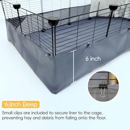 CHEGRON Portable Guinea Pig Cages with Liner & C&C Grids Rabbit Cages Small Animal Cage PVC Bottom Small Animal Playpen for Rabbit Bunny Hedgehog Chinchilla 12PCS Metal Grids 48"x24"x12" - color: Cages with Grey Liner