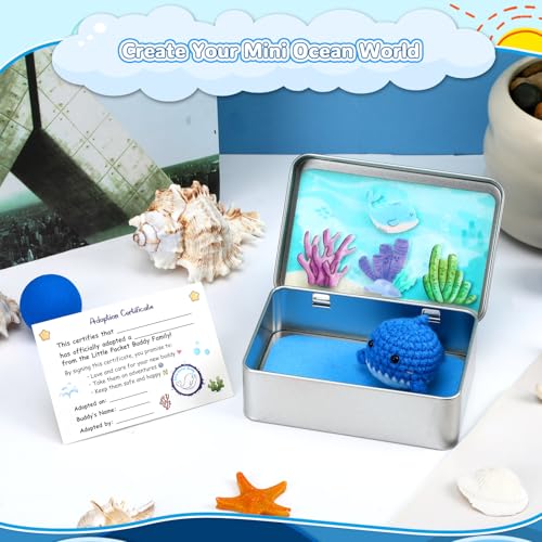 Little Pocket Whale, Mini Ocean in a Tin Box, Cute Travel Buddy | Cute mini whale in a pocket tin, a calming desk gift and collectible for coworkers, friends and ocean lovers - style: Whale