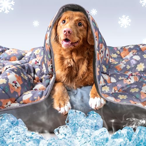 Leekalos Dog Cooling Mat - Summer Pet Cooling Pad for Cats & Dogs, Portable & Home Use - color: Puppy Corgi, size: Large(40"x55")