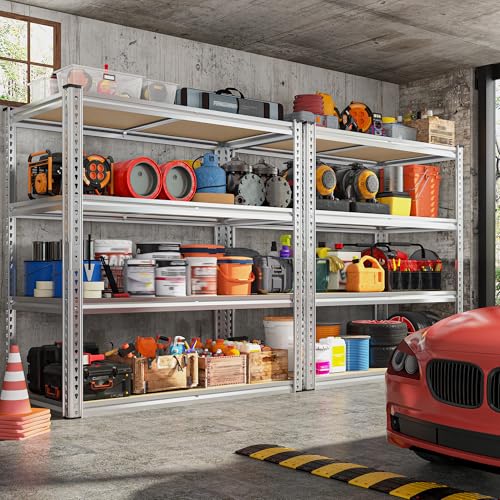 REIBII 40"W Storage Shelves,Adjustable Garage Shelving Rustproof For Pantry | 4-Tier Metal Shelving,Rust-resistant,5MM Thick for Closet Kitchen Basement Laundry,40" W x 19.7''D x 60''H, Silver,2000LBS - size: 40"W x 19.7"D x 60"H