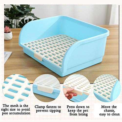 Hamiledyi Large Rabbit Litter Box Corner Bedding Box Chinchilla Toilet Trainer Square Potty Pet Pan for Adult Guinea Pig, Galesaur.Ferret and Other Animals Blue - color: BLUE