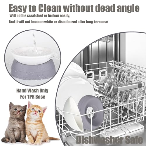 French Bulldog Food Bowl- Slanted Tilted Pug Food Water Bowl,Cat Bowl- Feeder for Frenchie/Shih Tzu/Flat Faced Small Dogs/Puppies/Cats (Grey, 2 Cup) - color: Grey, size: 2 Cup