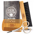 Viking Revolution Beard Comb and Beard Brush Set with Velvet Pouch - style: Beard Comb & Brush
