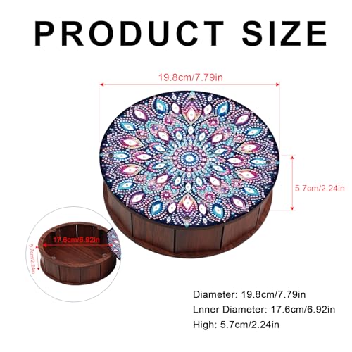 JISHSHAY Diamond Art Storage Box Mandala Diamond Painting Wooden Snack Box Mandala Gem Painting Candy Box Gem Art Organizer Case Embroidery Kit Mosaic Kits for Adults Storage Containers with Lid - color: Mandala 1
