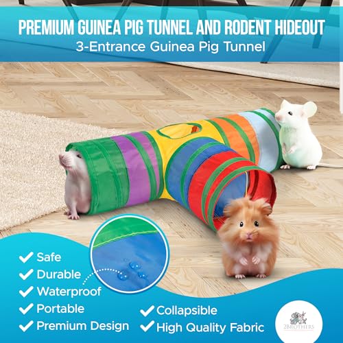 Tunnels with 3-Way Entrance - Cozy, Washable Guinea Pig Hideout - Interactive Cage Toys (Multicolor) - color: Multicolor