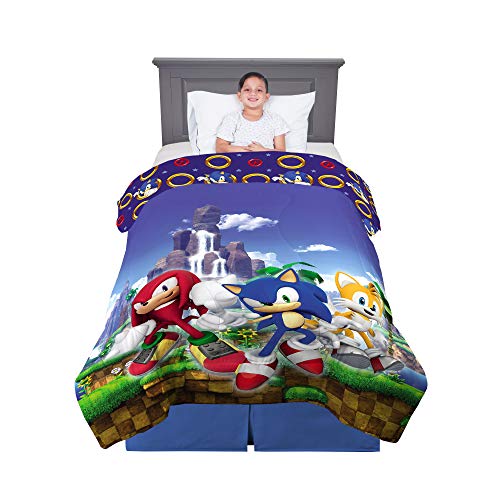 Franco Kids Bedding Super Soft Microfiber Reversible Comforter, Twin/Full, Sonic The Hedgehog, Anime - color: Sonic the Hedgehog, size: Twin/Full