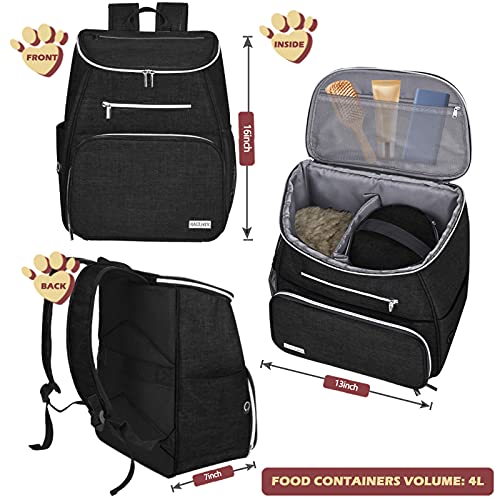 BAGLHER丨Dog Travel Bag Backpack, Airline Approved Pet Supplies Backpack, Dog Travel Bag with 2 Silicone Collapsible Bowls and 2 Food Baskets, Black - color: Black