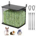 Metal Hay Rack for Rabbits, Rabbit Hay Feeder with Tops-Square Bunny Feeder | Metal Frame Hanging Hay Rack-Hay Holder with Built-in Hooks, Feeding Supply for Guinea Pigs, Chinchillas, Rabbits - size: 6.7x4.7x6.9