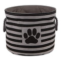 Bone Dry 5743 Pet Storage Collection Striped Paw Patch Bin, Medium Round, Black - color: Black, size: Medium Round