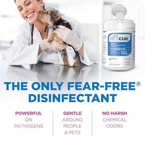 REScue One-Step Disinfectant Cleaner & Deodorizer Wipes for Vet Use – Cleaner for Kennels, Litter Boxes, Vet Offices, Pet Grooming Surfaces, Pet Items – Wipes Canister, 160-Count (Pack of 1) - size: Canister (1 Pack) Wipes