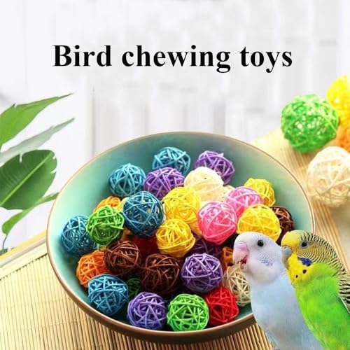 Large Bird Toys, Parrot Chew Toys Bird Toys, 1.97 inch 20 Pcs Rattan Wicker Balls Parakeet Chewing Toys, for Budgies Conures Hamsters Bunny Toy, Decoration for DIY Craft Party Wedding - size: 20pcs-1.97 inches